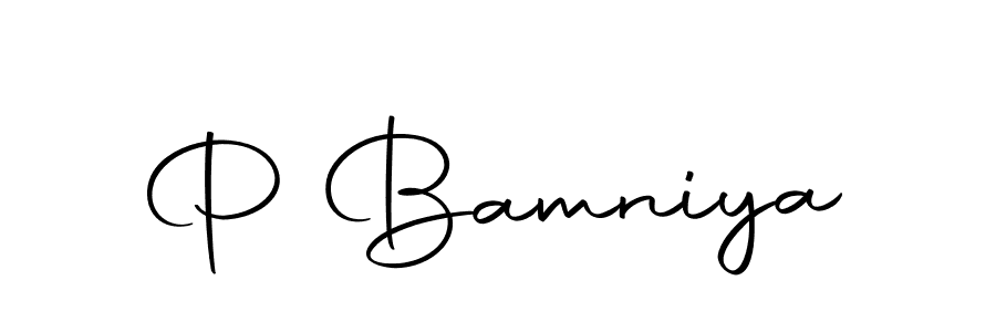 Create a beautiful signature design for name P Bamniya. With this signature (Autography-DOLnW) fonts, you can make a handwritten signature for free. P Bamniya signature style 10 images and pictures png