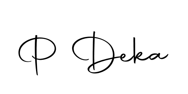 You can use this online signature creator to create a handwritten signature for the name P Deka. This is the best online autograph maker. P Deka signature style 10 images and pictures png