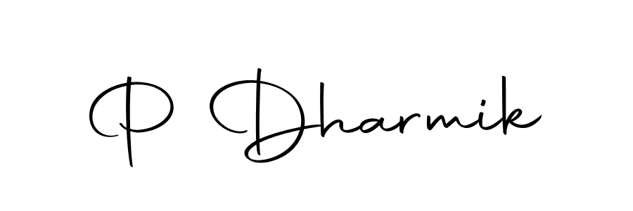 Create a beautiful signature design for name P Dharmik. With this signature (Autography-DOLnW) fonts, you can make a handwritten signature for free. P Dharmik signature style 10 images and pictures png