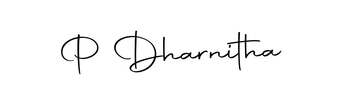 Design your own signature with our free online signature maker. With this signature software, you can create a handwritten (Autography-DOLnW) signature for name P Dharnitha. P Dharnitha signature style 10 images and pictures png