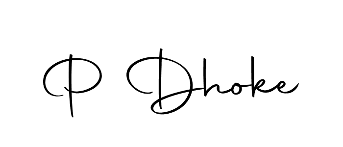 How to make P Dhoke signature? Autography-DOLnW is a professional autograph style. Create handwritten signature for P Dhoke name. P Dhoke signature style 10 images and pictures png