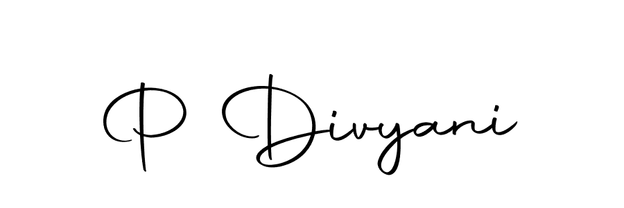 How to make P Divyani name signature. Use Autography-DOLnW style for creating short signs online. This is the latest handwritten sign. P Divyani signature style 10 images and pictures png