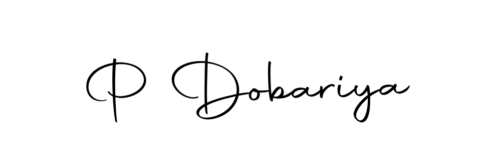 Design your own signature with our free online signature maker. With this signature software, you can create a handwritten (Autography-DOLnW) signature for name P Dobariya. P Dobariya signature style 10 images and pictures png