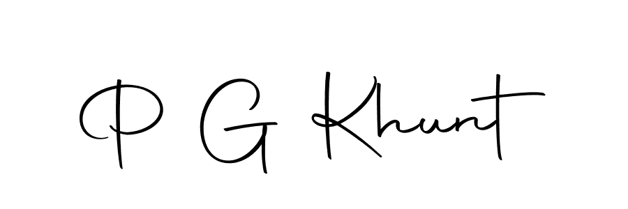 The best way (Autography-DOLnW) to make a short signature is to pick only two or three words in your name. The name P G Khunt include a total of six letters. For converting this name. P G Khunt signature style 10 images and pictures png