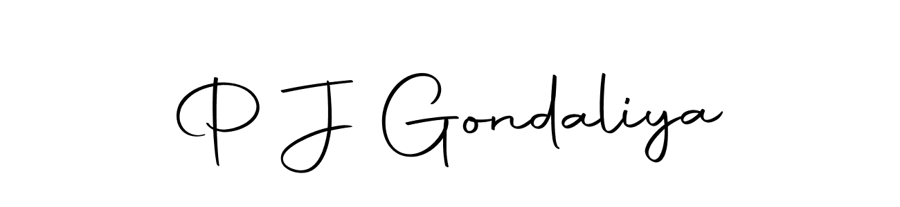 Create a beautiful signature design for name P J Gondaliya. With this signature (Autography-DOLnW) fonts, you can make a handwritten signature for free. P J Gondaliya signature style 10 images and pictures png