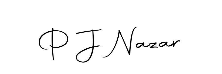Create a beautiful signature design for name P J Nazar. With this signature (Autography-DOLnW) fonts, you can make a handwritten signature for free. P J Nazar signature style 10 images and pictures png