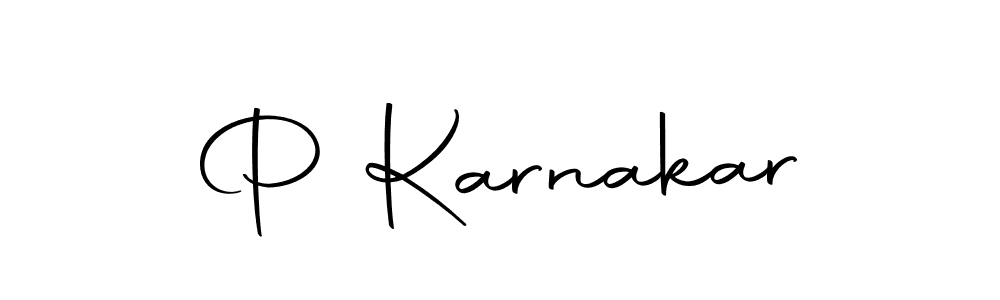 Create a beautiful signature design for name P Karnakar. With this signature (Autography-DOLnW) fonts, you can make a handwritten signature for free. P Karnakar signature style 10 images and pictures png