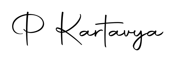 A timeless handwritten aesthetic for P Kartavya. The Autography-DOLnW font gives your signature a handcrafted feel with natural curves. P Kartavya signature style 10 images and pictures png