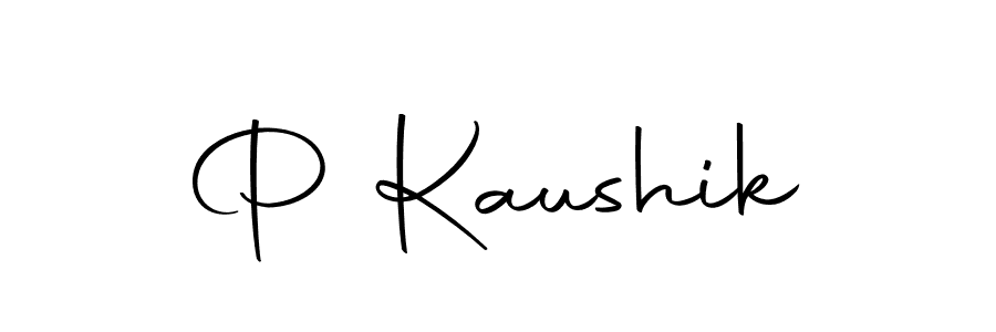 How to make P Kaushik name signature. Use Autography-DOLnW style for creating short signs online. This is the latest handwritten sign. P Kaushik signature style 10 images and pictures png