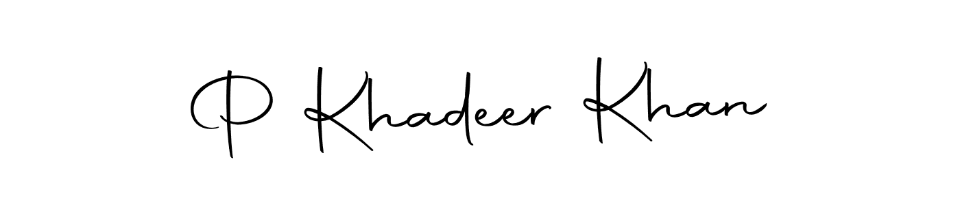 Create a beautiful signature design for name P Khadeer Khan. With this signature (Autography-DOLnW) fonts, you can make a handwritten signature for free. P Khadeer Khan signature style 10 images and pictures png