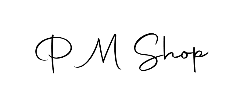 How to make P M Shop name signature. Use Autography-DOLnW style for creating short signs online. This is the latest handwritten sign. P M Shop signature style 10 images and pictures png