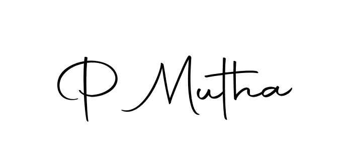 Create a beautiful signature design for name P Mutha. With this signature (Autography-DOLnW) fonts, you can make a handwritten signature for free. P Mutha signature style 10 images and pictures png