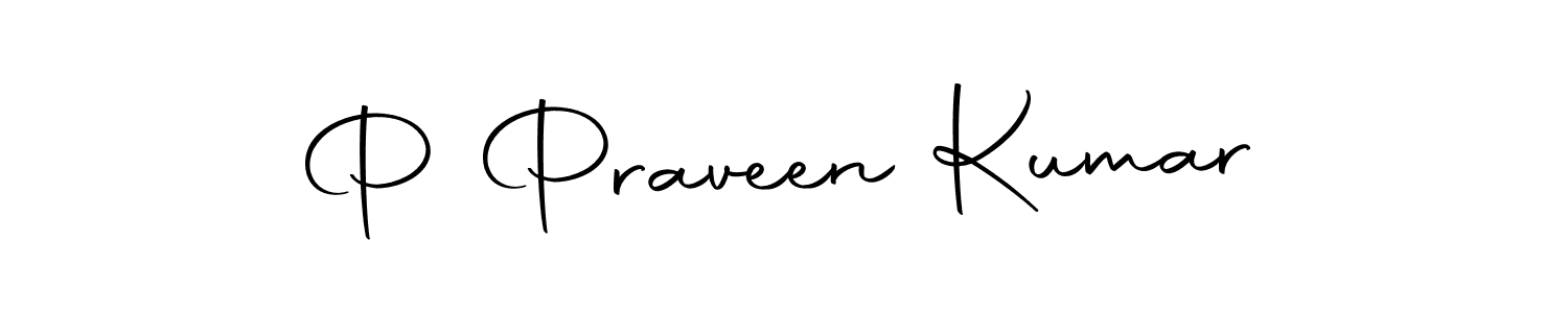 Create a beautiful signature design for name P Praveen Kumar. With this signature (Autography-DOLnW) fonts, you can make a handwritten signature for free. P Praveen Kumar signature style 10 images and pictures png