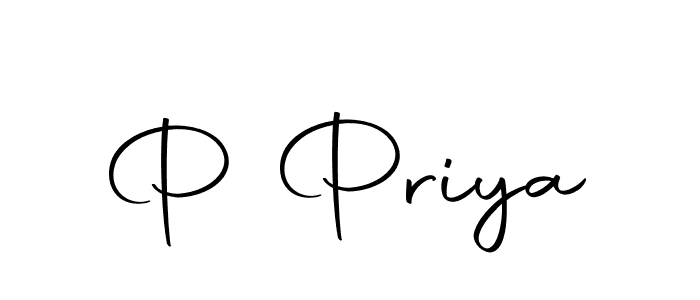 Create a beautiful signature design for name P Priya. With this signature (Autography-DOLnW) fonts, you can make a handwritten signature for free. P Priya signature style 10 images and pictures png