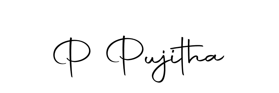 You should practise on your own different ways (Autography-DOLnW) to write your name (P Pujitha) in signature. don't let someone else do it for you. P Pujitha signature style 10 images and pictures png