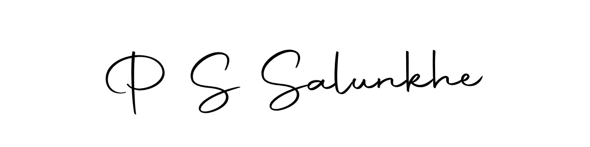 The best way (Autography-DOLnW) to make a short signature is to pick only two or three words in your name. The name P S Salunkhe include a total of six letters. For converting this name. P S Salunkhe signature style 10 images and pictures png