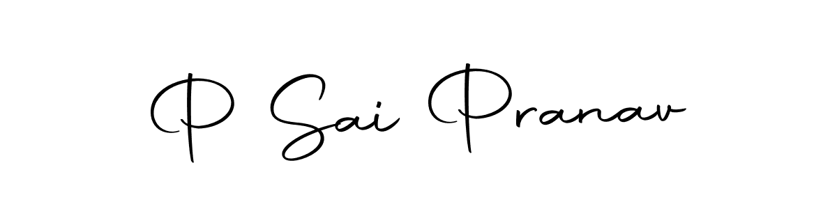 How to make P Sai Pranav name signature. Use Autography-DOLnW style for creating short signs online. This is the latest handwritten sign. P Sai Pranav signature style 10 images and pictures png