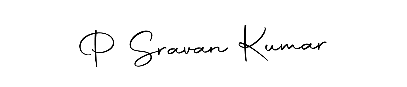 How to make P Sravan Kumar name signature. Use Autography-DOLnW style for creating short signs online. This is the latest handwritten sign. P Sravan Kumar signature style 10 images and pictures png