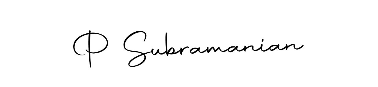 Design your own signature with our free online signature maker. With this signature software, you can create a handwritten (Autography-DOLnW) signature for name P Subramanian. P Subramanian signature style 10 images and pictures png