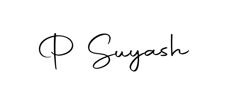 How to make P Suyash name signature. Use Autography-DOLnW style for creating short signs online. This is the latest handwritten sign. P Suyash signature style 10 images and pictures png