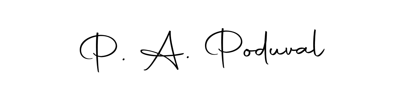 How to make P. A. Poduval name signature. Use Autography-DOLnW style for creating short signs online. This is the latest handwritten sign. P. A. Poduval signature style 10 images and pictures png