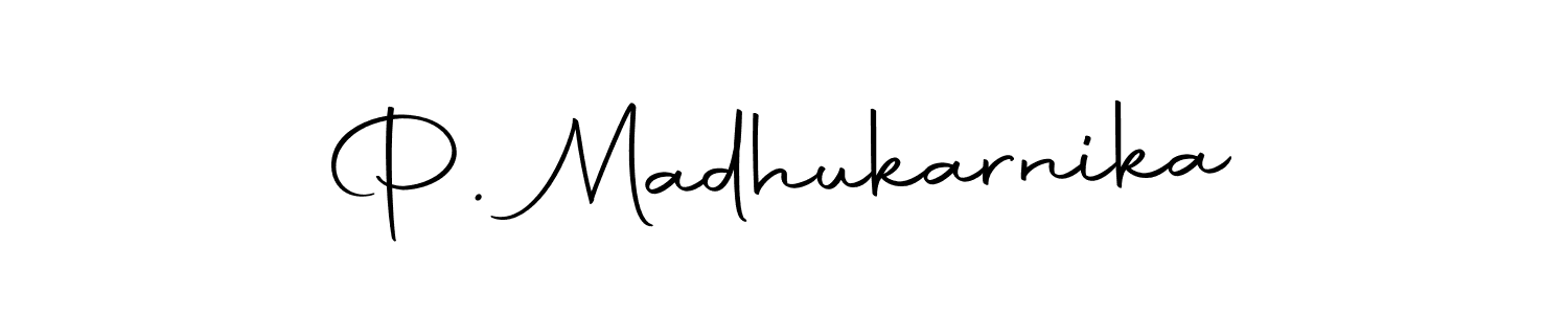 You can use this online signature creator to create a handwritten signature for the name P. Madhukarnika. This is the best online autograph maker. P. Madhukarnika signature style 10 images and pictures png