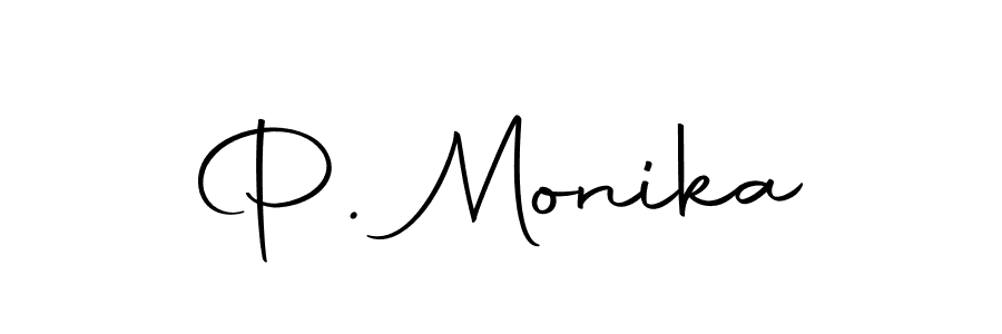 How to make P. Monika name signature. Use Autography-DOLnW style for creating short signs online. This is the latest handwritten sign. P. Monika signature style 10 images and pictures png