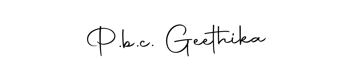 Use a signature maker to create a handwritten signature online. With this signature software, you can design (Autography-DOLnW) your own signature for name P.b.c. Geethika. P.b.c. Geethika signature style 10 images and pictures png