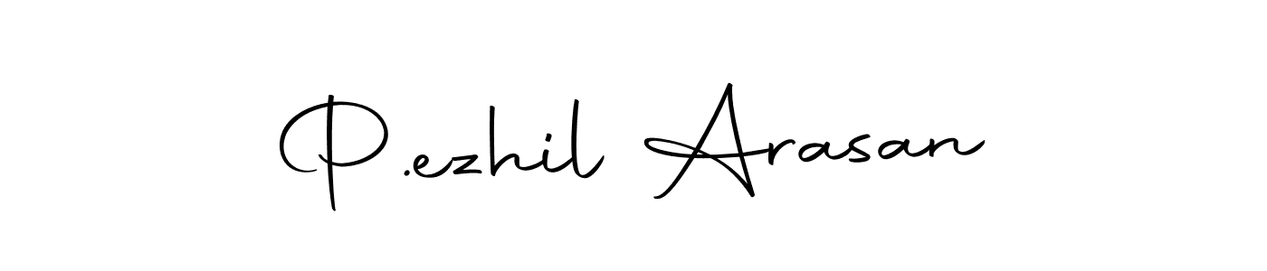 The best way (Autography-DOLnW) to make a short signature is to pick only two or three words in your name. The name P.ezhil Arasan include a total of six letters. For converting this name. P.ezhil Arasan signature style 10 images and pictures png