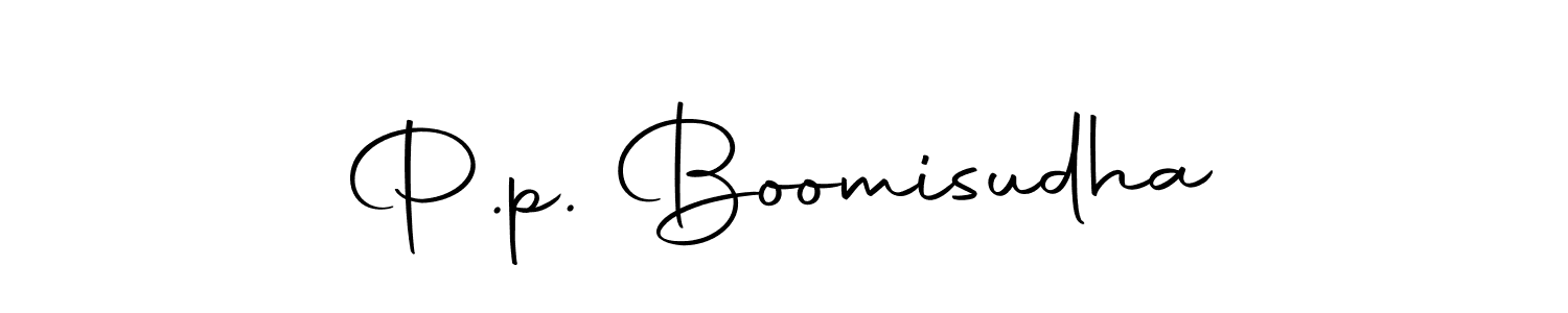 How to make P.p. Boomisudha name signature. Use Autography-DOLnW style for creating short signs online. This is the latest handwritten sign. P.p. Boomisudha signature style 10 images and pictures png