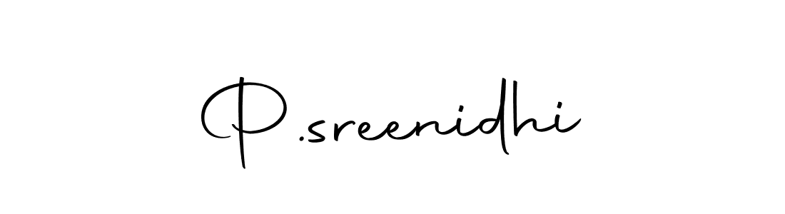 Use a signature maker to create a handwritten signature online. With this signature software, you can design (Autography-DOLnW) your own signature for name P.sreenidhi. P.sreenidhi signature style 10 images and pictures png