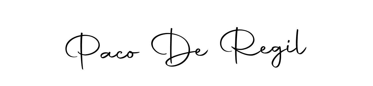 Make a beautiful signature design for name Paco De Regil. With this signature (Autography-DOLnW) style, you can create a handwritten signature for free. Paco De Regil signature style 10 images and pictures png