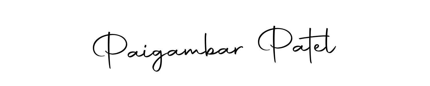 How to make Paigambar Patel name signature. Use Autography-DOLnW style for creating short signs online. This is the latest handwritten sign. Paigambar Patel signature style 10 images and pictures png