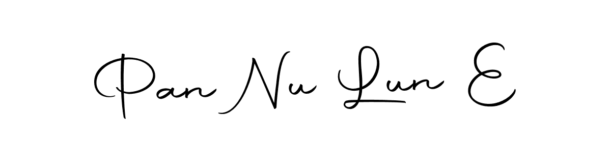 You should practise on your own different ways (Autography-DOLnW) to write your name (Pan Nu Lun E) in signature. don't let someone else do it for you. Pan Nu Lun E signature style 10 images and pictures png