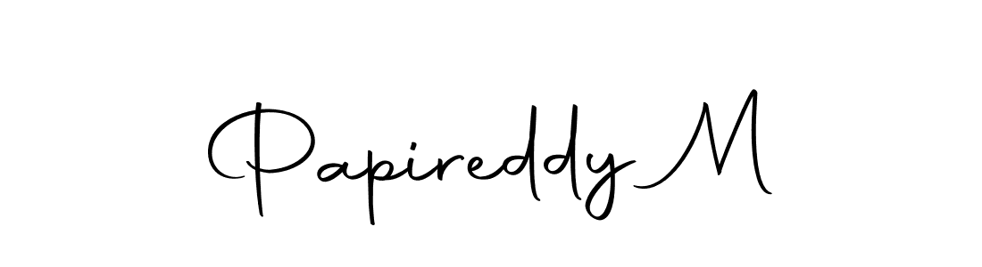 How to make Papireddy M name signature. Use Autography-DOLnW style for creating short signs online. This is the latest handwritten sign. Papireddy M signature style 10 images and pictures png