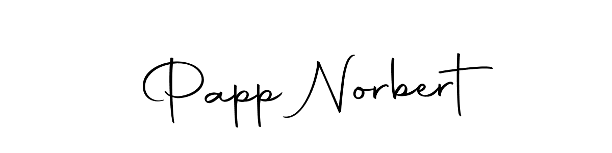 How to make Papp Norbert name signature. Use Autography-DOLnW style for creating short signs online. This is the latest handwritten sign. Papp Norbert signature style 10 images and pictures png
