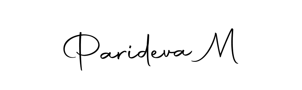 Use a signature maker to create a handwritten signature online. With this signature software, you can design (Autography-DOLnW) your own signature for name Parideva M. Parideva M signature style 10 images and pictures png