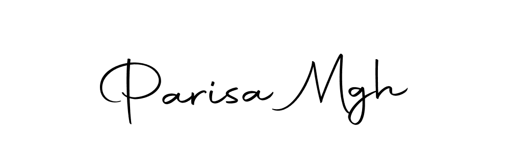 How to make Parisa Mgh name signature. Use Autography-DOLnW style for creating short signs online. This is the latest handwritten sign. Parisa Mgh signature style 10 images and pictures png