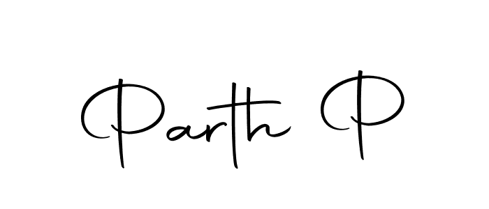How to make Parth P name signature. Use Autography-DOLnW style for creating short signs online. This is the latest handwritten sign. Parth P signature style 10 images and pictures png