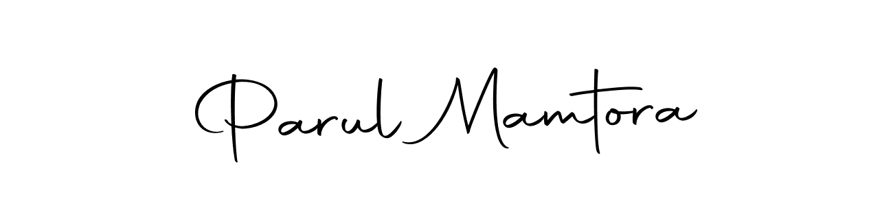 How to make Parul Mamtora name signature. Use Autography-DOLnW style for creating short signs online. This is the latest handwritten sign. Parul Mamtora signature style 10 images and pictures png