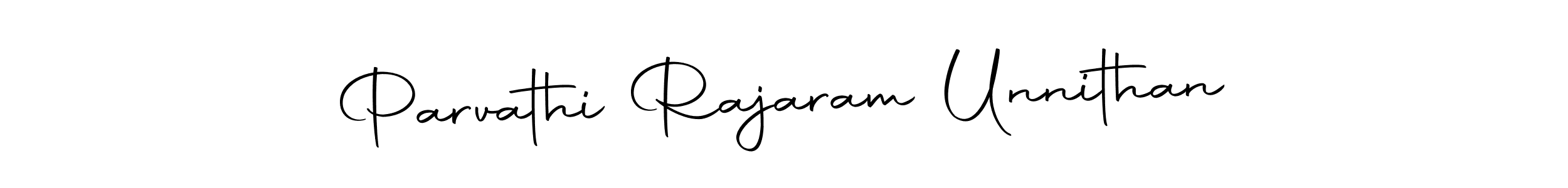 How to make Parvathi Rajaram Unnithan name signature. Use Autography-DOLnW style for creating short signs online. This is the latest handwritten sign. Parvathi Rajaram Unnithan signature style 10 images and pictures png