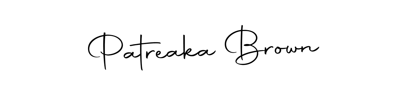 How to make Patreaka Brown name signature. Use Autography-DOLnW style for creating short signs online. This is the latest handwritten sign. Patreaka Brown signature style 10 images and pictures png