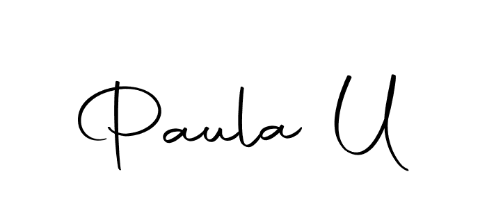 How to make Paula U name signature. Use Autography-DOLnW style for creating short signs online. This is the latest handwritten sign. Paula U signature style 10 images and pictures png