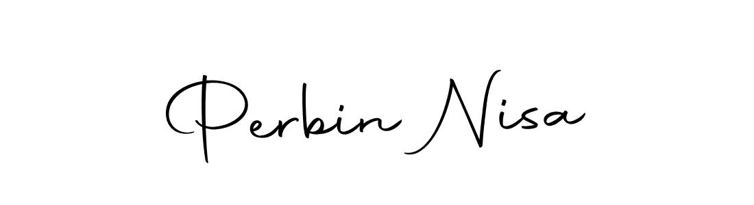 How to make Perbin Nisa name signature. Use Autography-DOLnW style for creating short signs online. This is the latest handwritten sign. Perbin Nisa signature style 10 images and pictures png