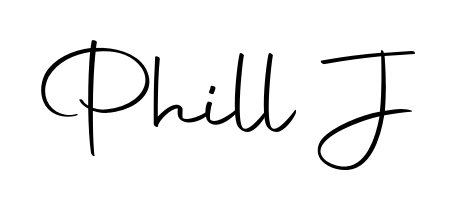 Personalize your online presence with Phill J signature rendered in elegant Autography-DOLnW font. Great for website footers and blogs. Phill J signature style 10 images and pictures png