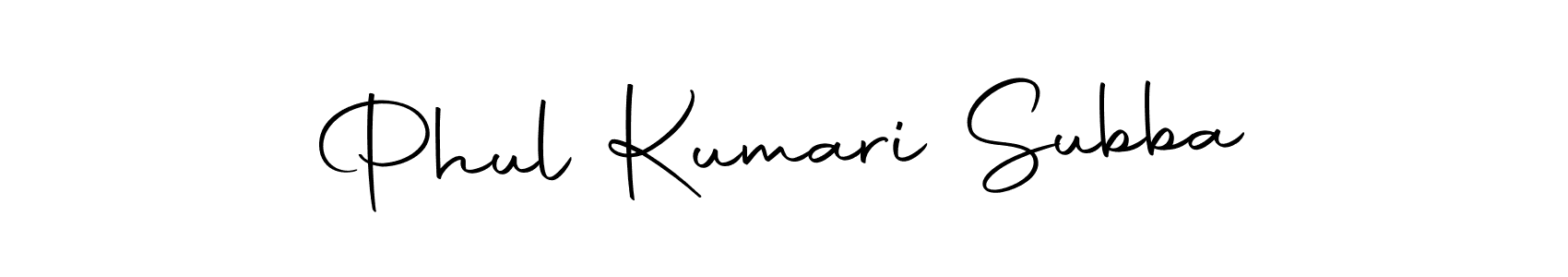 How to make Phul Kumari Subba name signature. Use Autography-DOLnW style for creating short signs online. This is the latest handwritten sign. Phul Kumari Subba signature style 10 images and pictures png