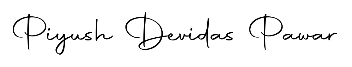A sleek calligraphic signature for name Piyush Devidas Pawar utilizing Autography-DOLnW styling. Great for adding personal signatures to photos and art. Piyush Devidas Pawar signature style 10 images and pictures png