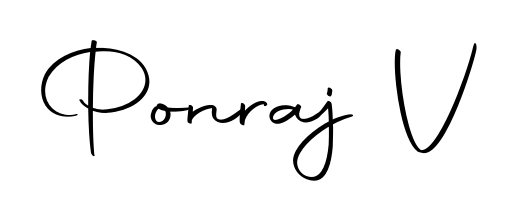 Discover the perfect balance of readability and style for Ponraj V with Autography-DOLnW font. Create your dream signature today. Ponraj V signature style 10 images and pictures png