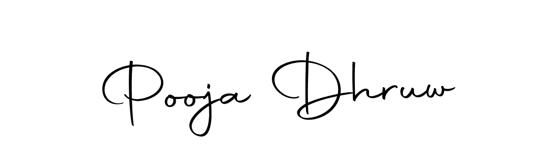 How to make Pooja Dhruw name signature. Use Autography-DOLnW style for creating short signs online. This is the latest handwritten sign. Pooja Dhruw signature style 10 images and pictures png