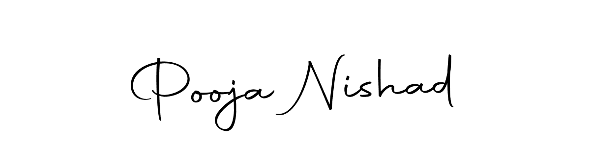 How to make Pooja Nishad name signature. Use Autography-DOLnW style for creating short signs online. This is the latest handwritten sign. Pooja Nishad signature style 10 images and pictures png